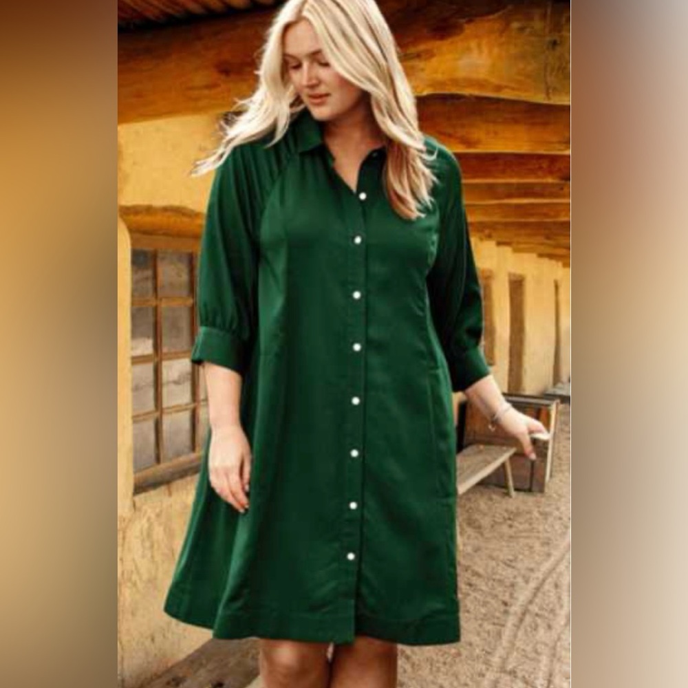 J. Jill Green Long Sleeve Dress